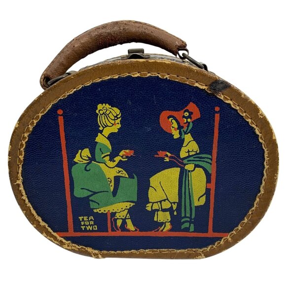 1920’s Childs Tea For Two Carrying Case Lunch Box by Worcester Toy Company Mass.